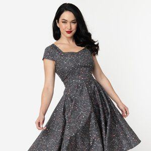 1950s Style Grey Galaxy Print Hanna Swing